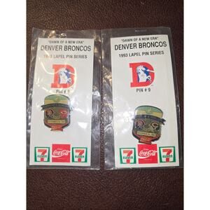 Set of 2 "Dawn of a new Era"‎ Denver Broncos 1993 Lapel Pin Series #8 and #9